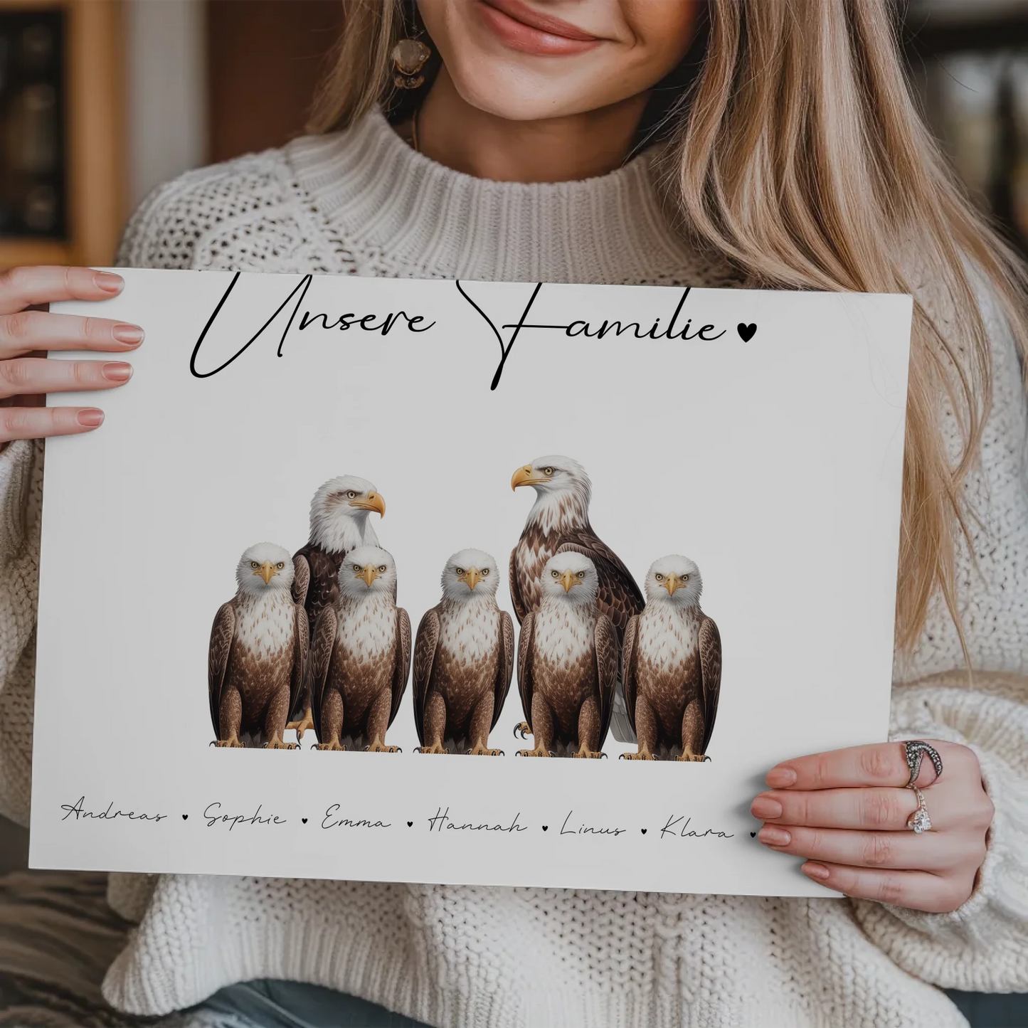 Personalisiertes Familien Fotoboard Adler Familienporträt Geschenk für Mama Papa Oma Opa 3