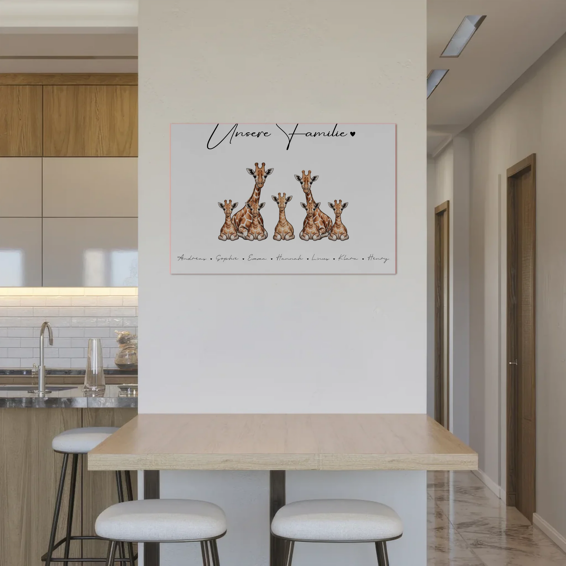 Familien Fotoboard Magnet PosterPersonalisiert Giraffe Familienporträt Geschenk für Papa Mama Oma Opa 2