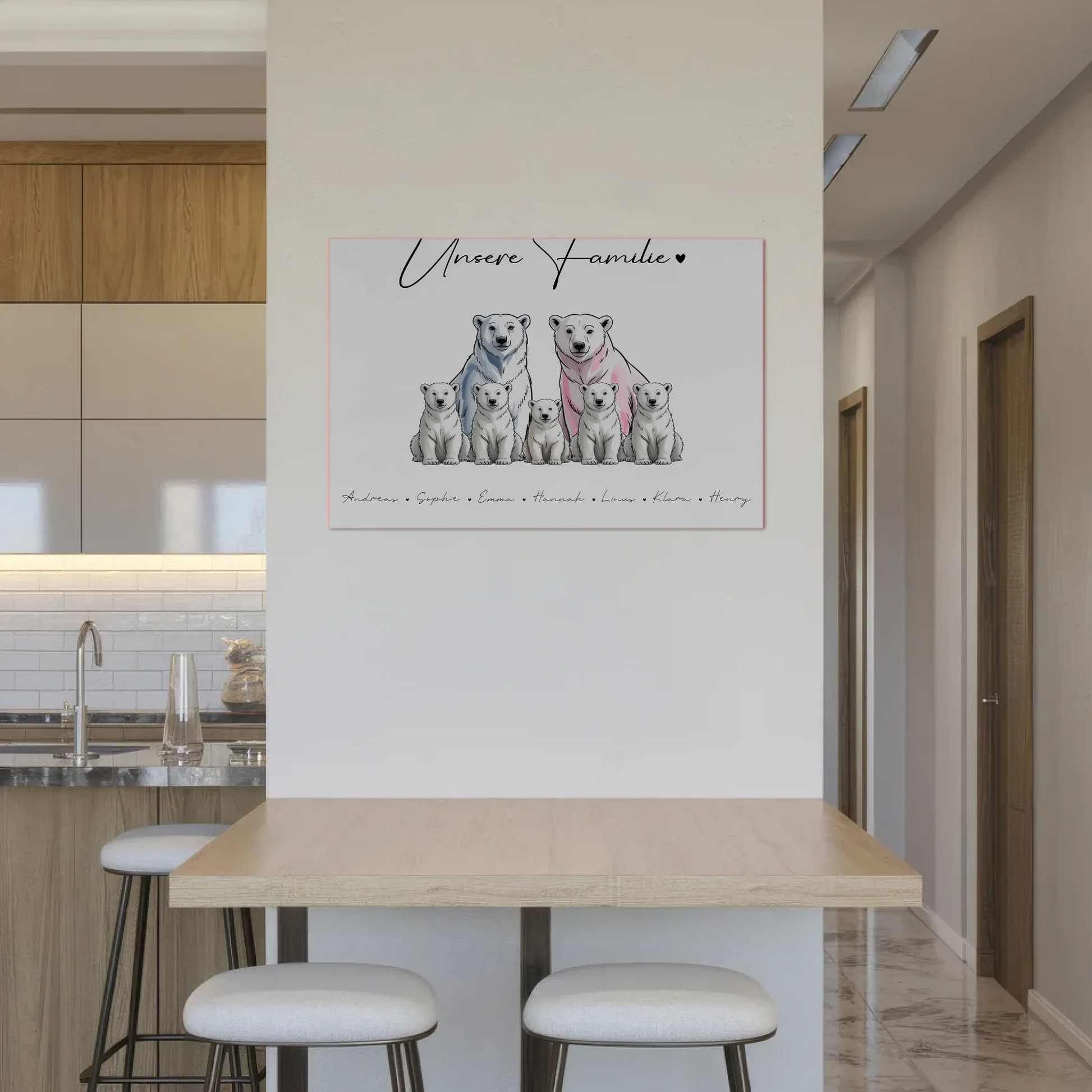 Fotoboard Familie Mit Namen Eisbären Familienporträt Geschenk für Oma Opa Mama Papa 2