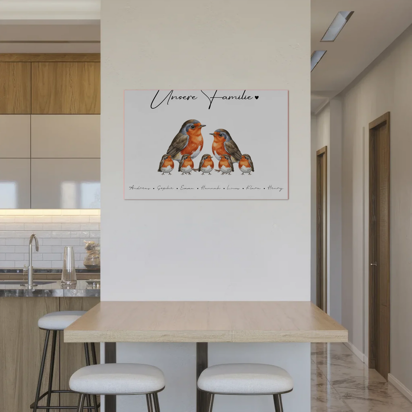 Magnetisches Fotoboard Sprüche Familie Rotkehlchen Familienporträt Geschenk für Oma Opa Mama Papa 2