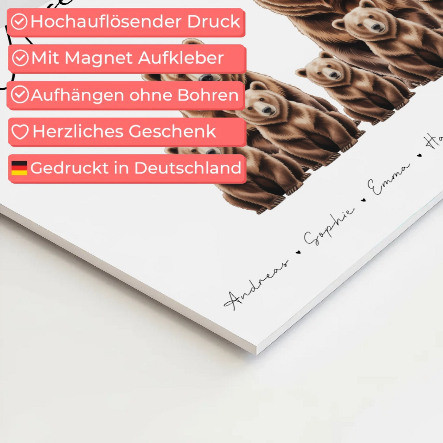Familien Fotoboard Braunbären Familienporträt Geschenk für Mama Papa Oma Opa 4