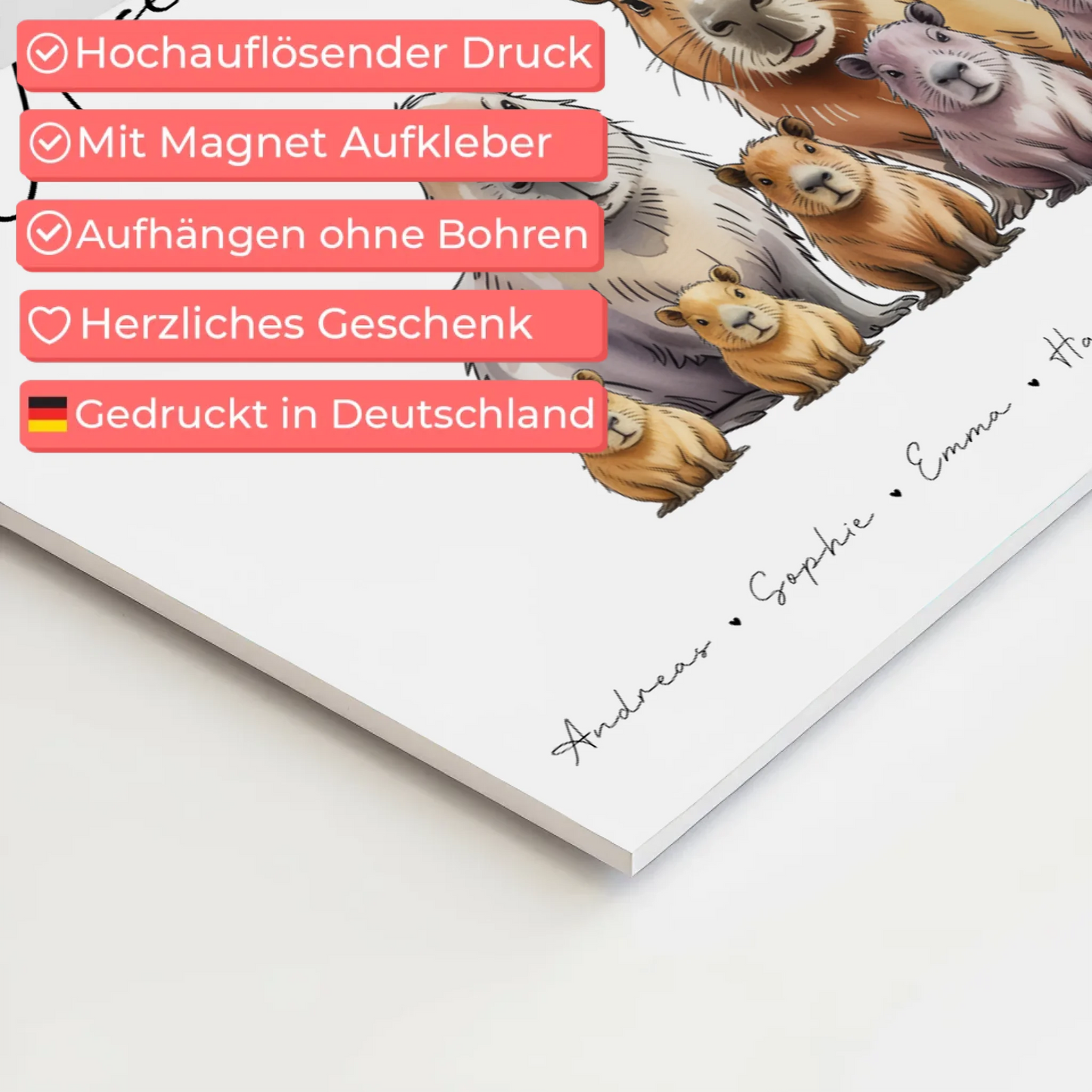Familien Fotoboard Mit Namen Capybara Familienporträt Geschenk für Oma Opa Mama Papa 4