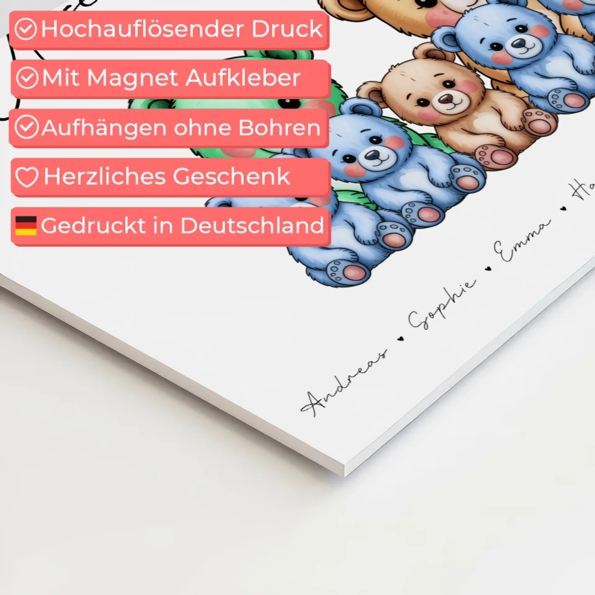 Fotoboard Spruch Familie Bärchen Familienporträt Geschenk für Oma Opa Mama Papa 4
