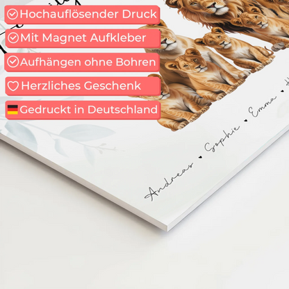 Fotoboard Sprüche Familie Löwen Familienporträt Geschenk für Mama Papa Oma Opa
