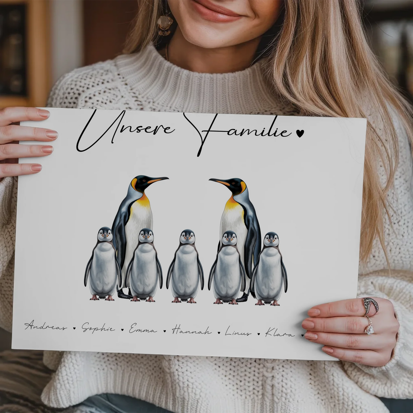 Familien Fotoboard Magnetisch Pinguin Familienporträt Geschenk für Oma Opa Mama Papa 3