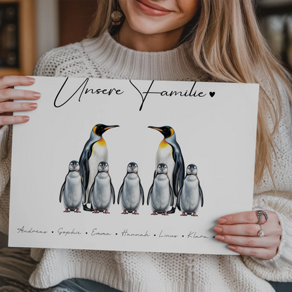 Familien Fotoboard Magnetisch Pinguin Familienporträt Geschenk für Oma Opa Mama Papa 3