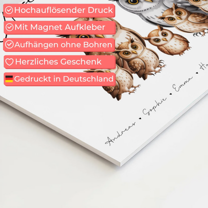 Fotoboard Magnet Poster Familie Eulen Familienporträt Geschenk für Mama Papa Oma Opa 4