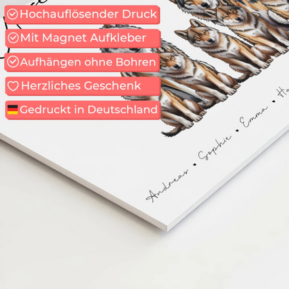 Familien Fotoboard Magnet Wandbild Mit Namen Wolf Familienporträt Geschenk für Mama Papa Oma Opa 4