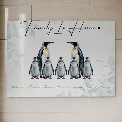 Familien Fotoboard Mit Namen Pinguin Familienporträt Geschenk für Mama Papa Oma Opa