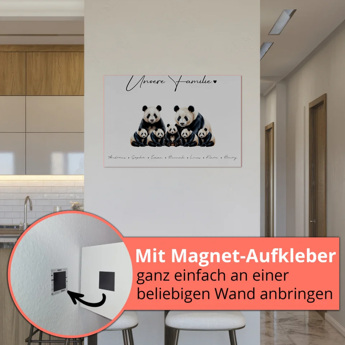 Fotoboard Magnet Poster Familie Panda Familienporträt Geschenk für Papa Mama Oma Opa 5