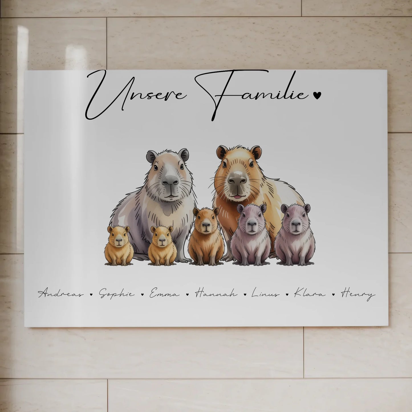 Familien Fotoboard Mit Namen Capybara Familienporträt Geschenk für Oma Opa Mama Papa 7