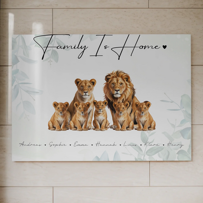 Fotoboard Sprüche Familie Löwen Familienporträt Geschenk für Mama Papa Oma Opa