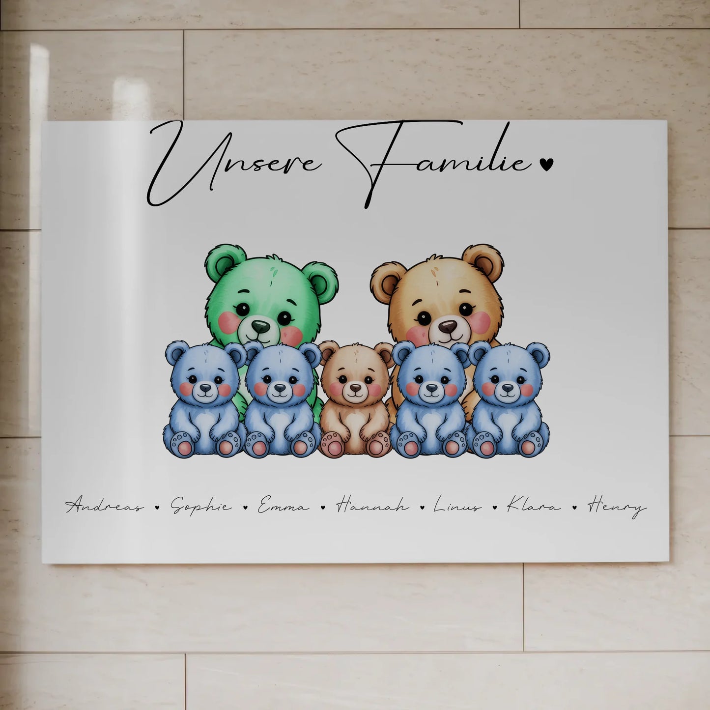 Fotoboard Spruch Familie Bärchen Familienporträt Geschenk für Oma Opa Mama Papa 7