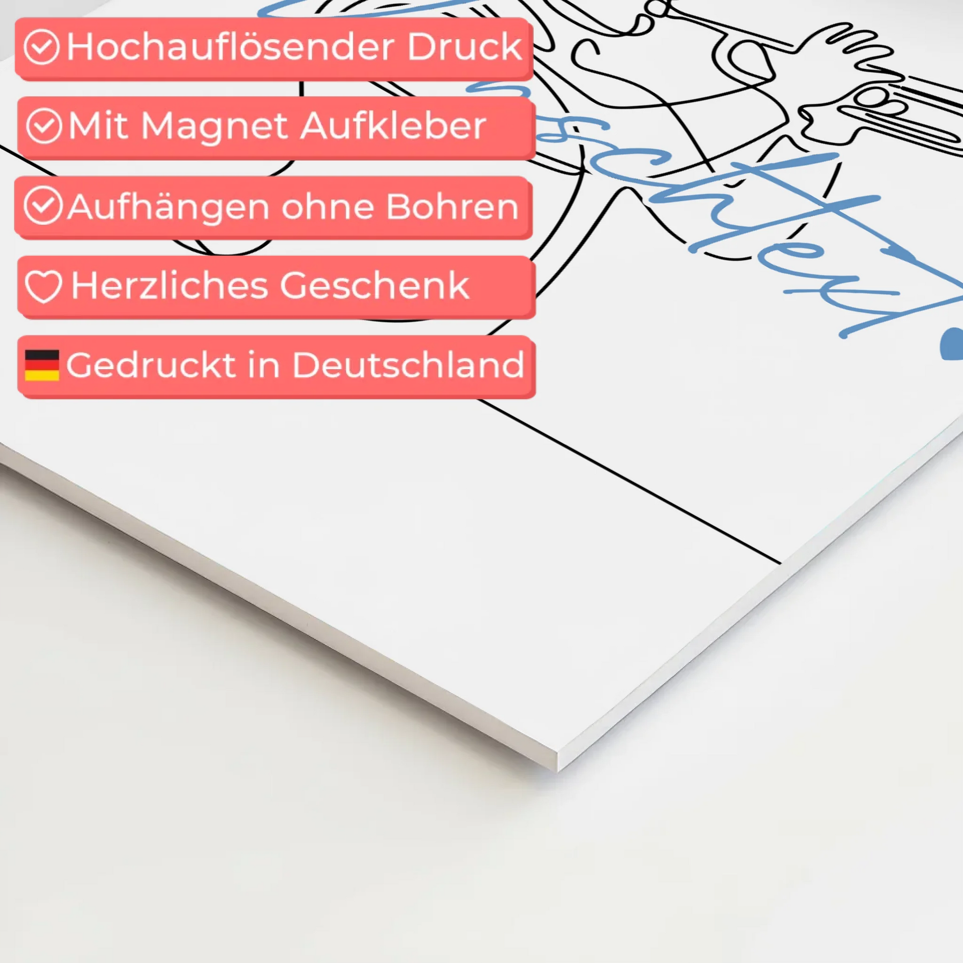Personalisiertes Fotoboard Magnetisch Lineart Trompete Geschenk Sohn & Bruder 4