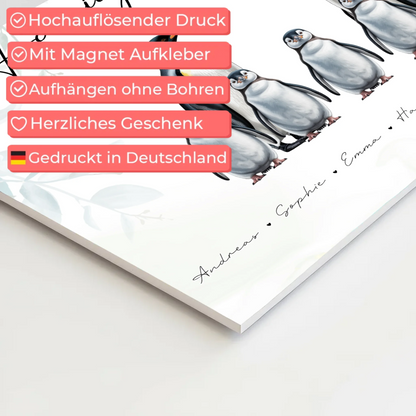 Familien Fotoboard Mit Namen Pinguin Familienporträt Geschenk für Mama Papa Oma Opa