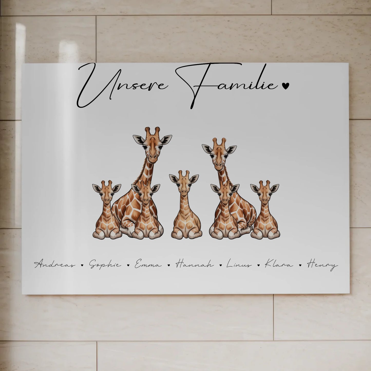 Familien Fotoboard Magnet PosterPersonalisiert Giraffe Familienporträt Geschenk für Papa Mama Oma Opa 7