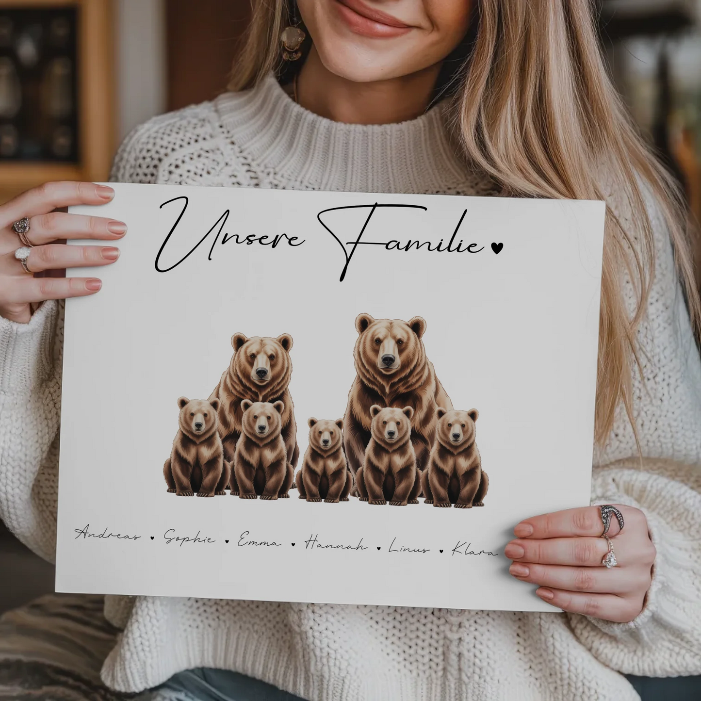 Familien Fotoboard Braunbären Familienporträt Geschenk für Mama Papa Oma Opa 9