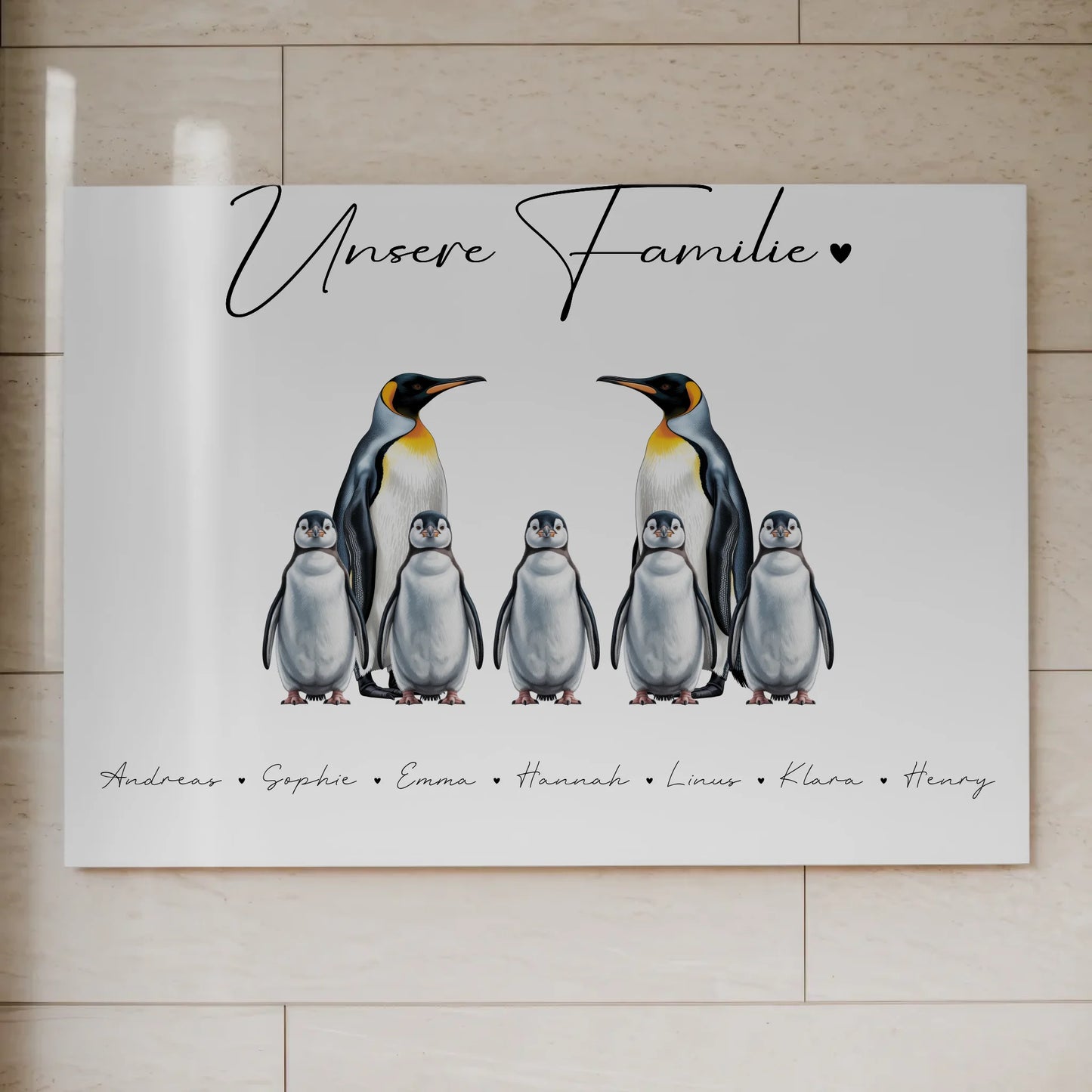 Familien Fotoboard Magnetisch Pinguin Familienporträt Geschenk für Oma Opa Mama Papa 7