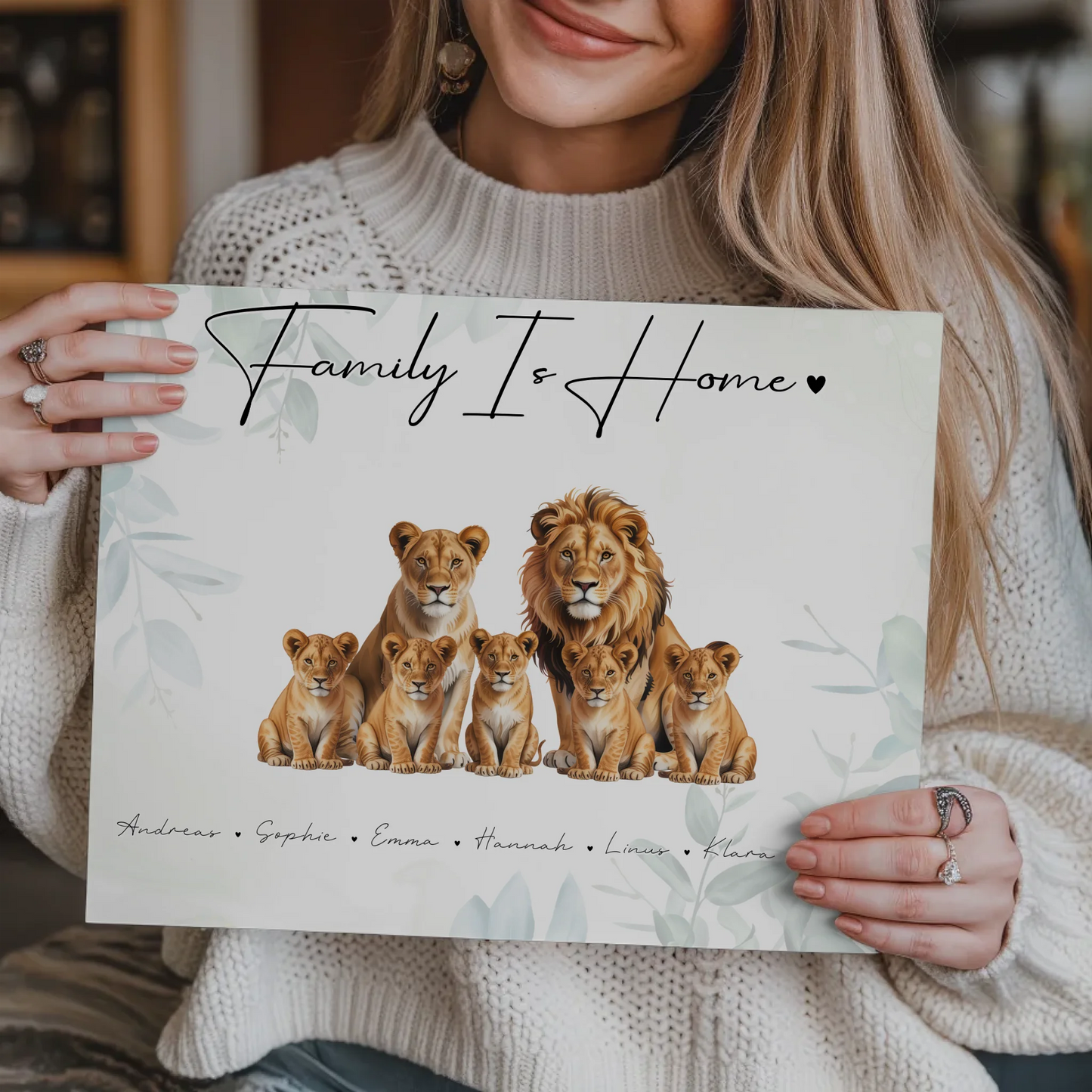 Fotoboard Sprüche Familie Löwen Familienporträt Geschenk für Mama Papa Oma Opa