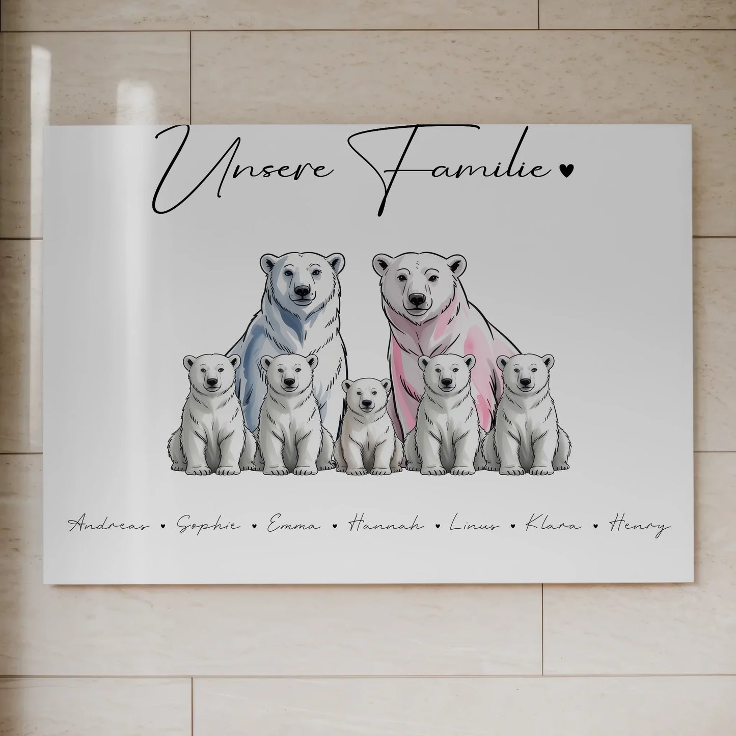 Fotoboard Familie Mit Namen Eisbären Familienporträt Geschenk für Oma Opa Mama Papa 7