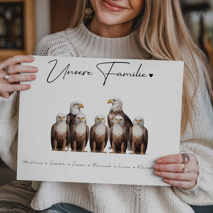 Personalisiertes Familien Fotoboard Adler Familienporträt Geschenk für Mama Papa Oma Opa 9