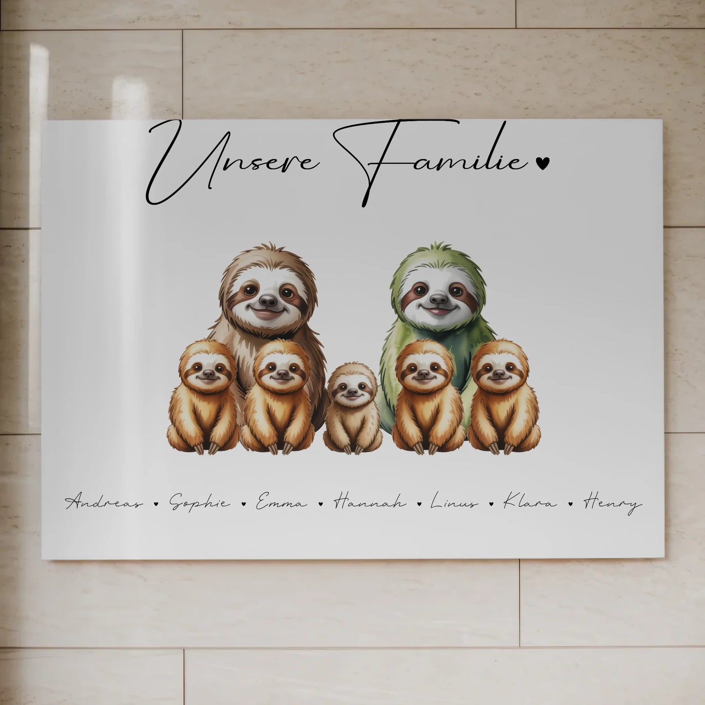 Fotoboard Wandbild Personalisiert Familie Faultier Familienporträt Geschenk für Oma Opa Mama Papa 7