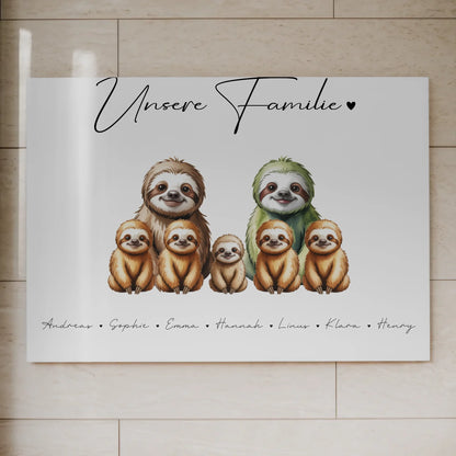 Fotoboard Wandbild Personalisiert Familie Faultier Familienporträt Geschenk für Oma Opa Mama Papa 7