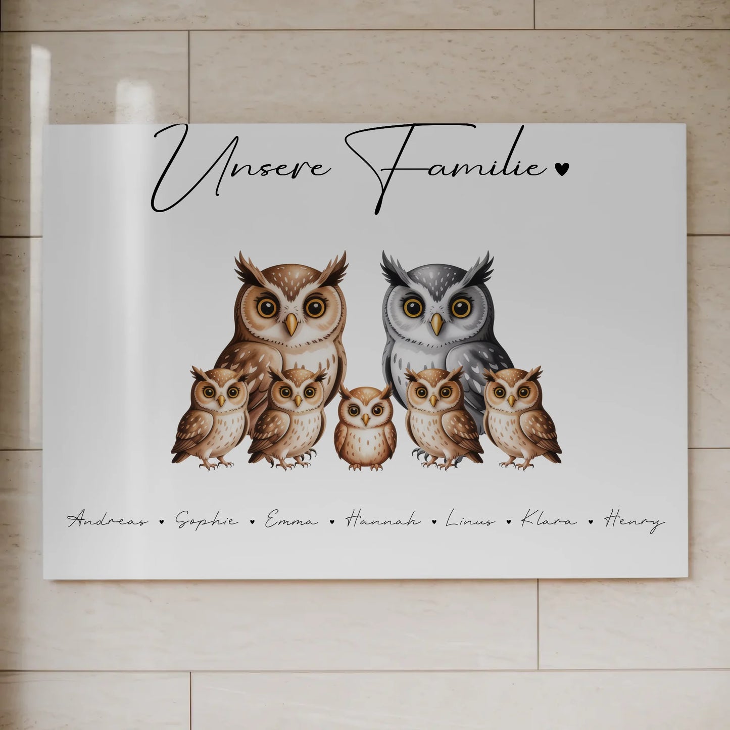 Fotoboard Magnet Poster Familie Eulen Familienporträt Geschenk für Mama Papa Oma Opa 7