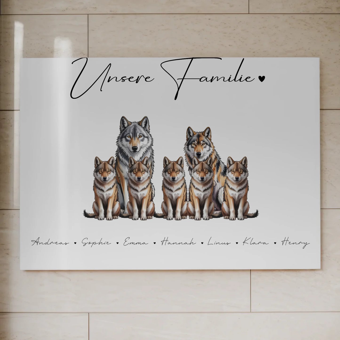 Familien Fotoboard Magnet Wandbild Mit Namen Wolf Familienporträt Geschenk für Mama Papa Oma Opa 7