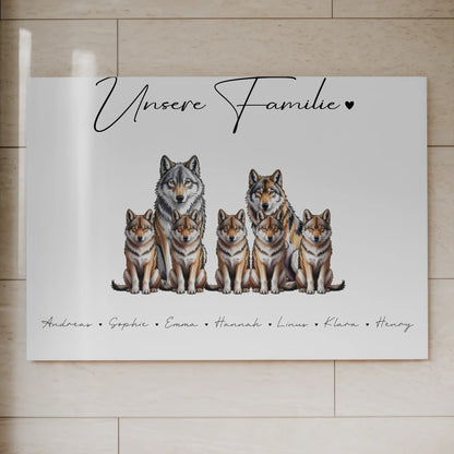 Familien Fotoboard Magnet Wandbild Mit Namen Wolf Familienporträt Geschenk für Mama Papa Oma Opa 7