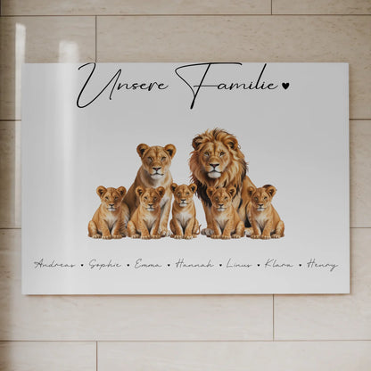 Familien Fotoboard gestalten Magnetisch Löwen Familienporträt Geschenk für Oma Opa Mama Papa 7