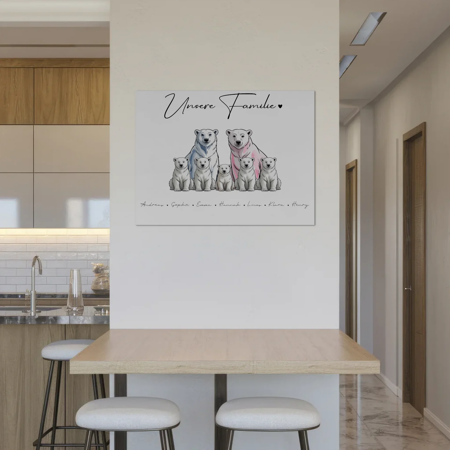 Fotoboard Familie Mit Namen Eisbären Familienporträt Geschenk für Oma Opa Mama Papa 8