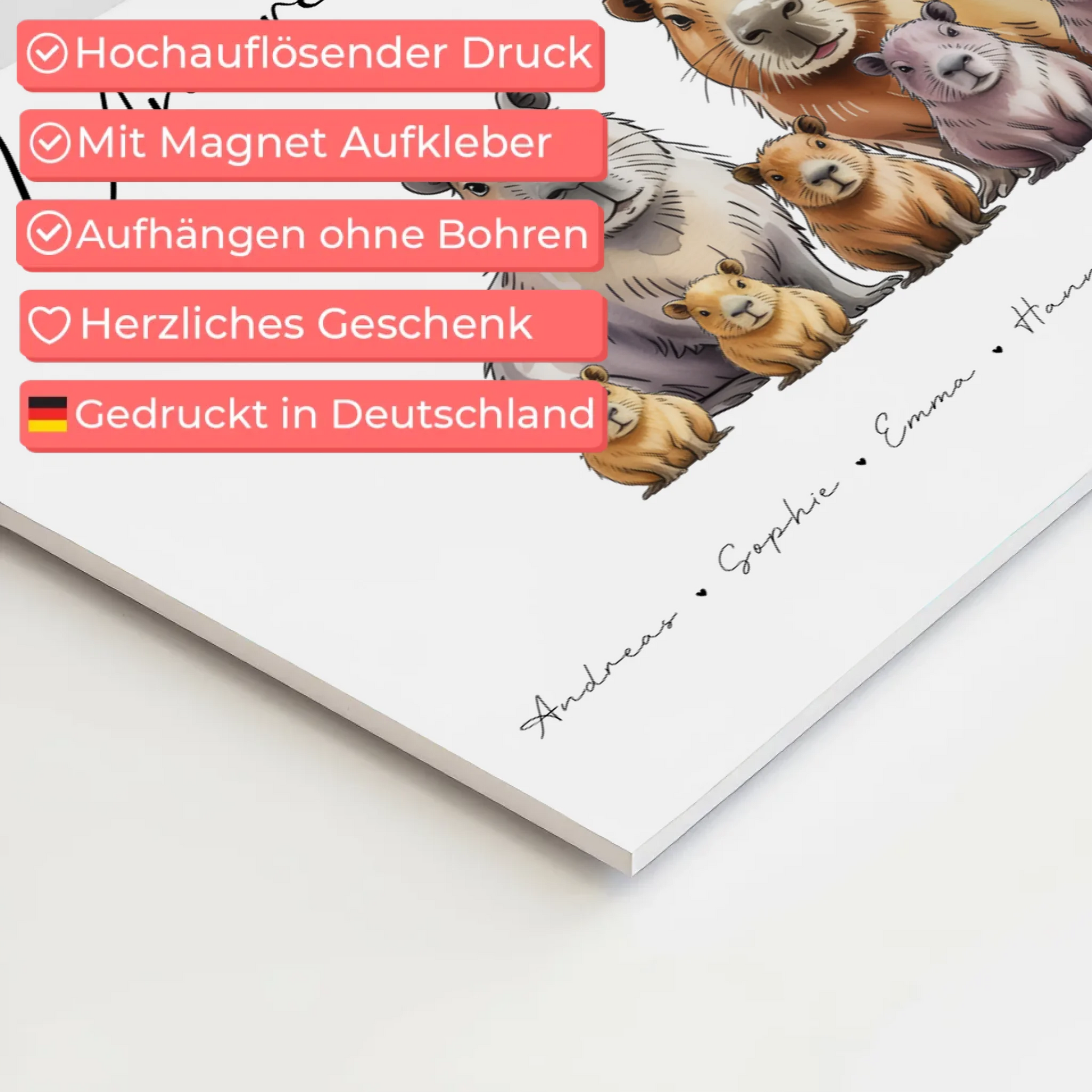 Familien Fotoboard Mit Namen Capybara Familienporträt Geschenk für Oma Opa Mama Papa 10