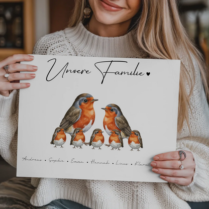 Magnetisches Fotoboard Sprüche Familie Rotkehlchen Familienporträt Geschenk für Oma Opa Mama Papa 9