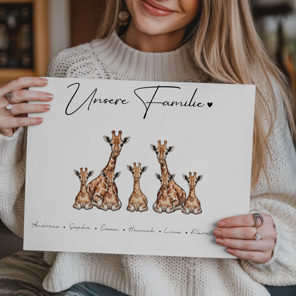 Familien Fotoboard Magnet PosterPersonalisiert Giraffe Familienporträt Geschenk für Papa Mama Oma Opa 9