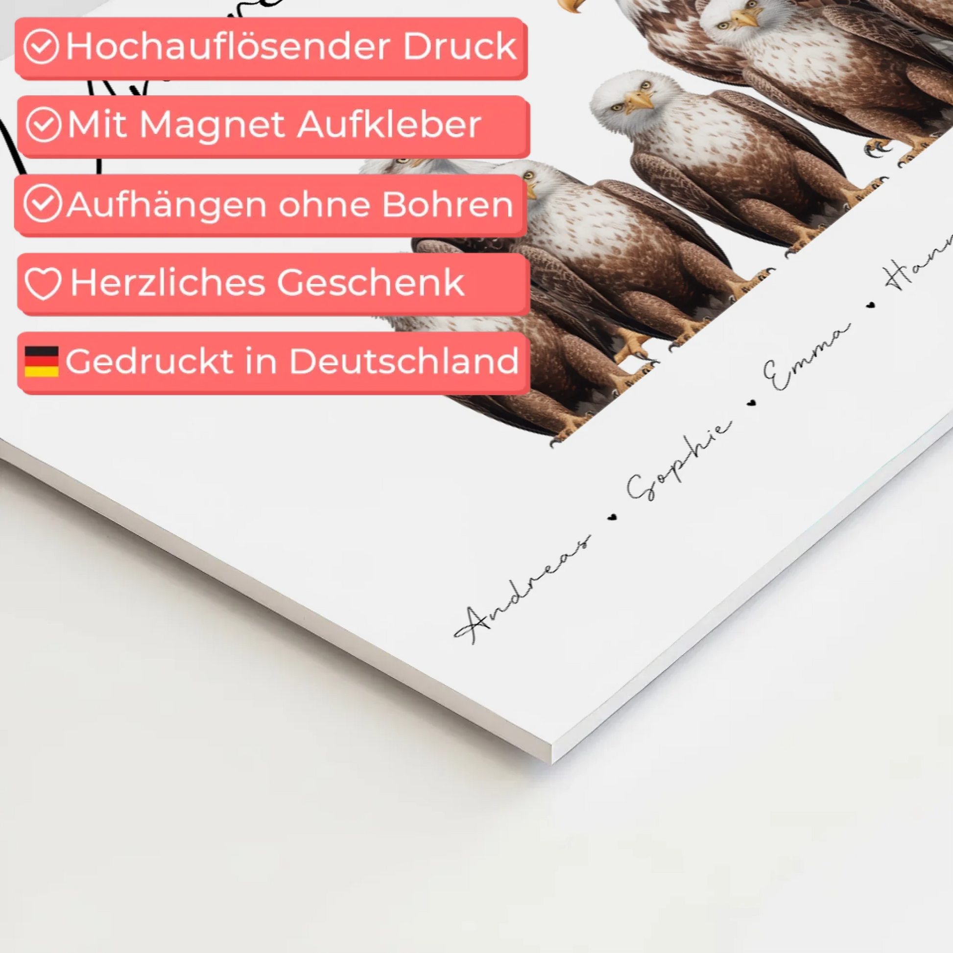 Personalisiertes Familien Fotoboard Adler Familienporträt Geschenk für Mama Papa Oma Opa 10