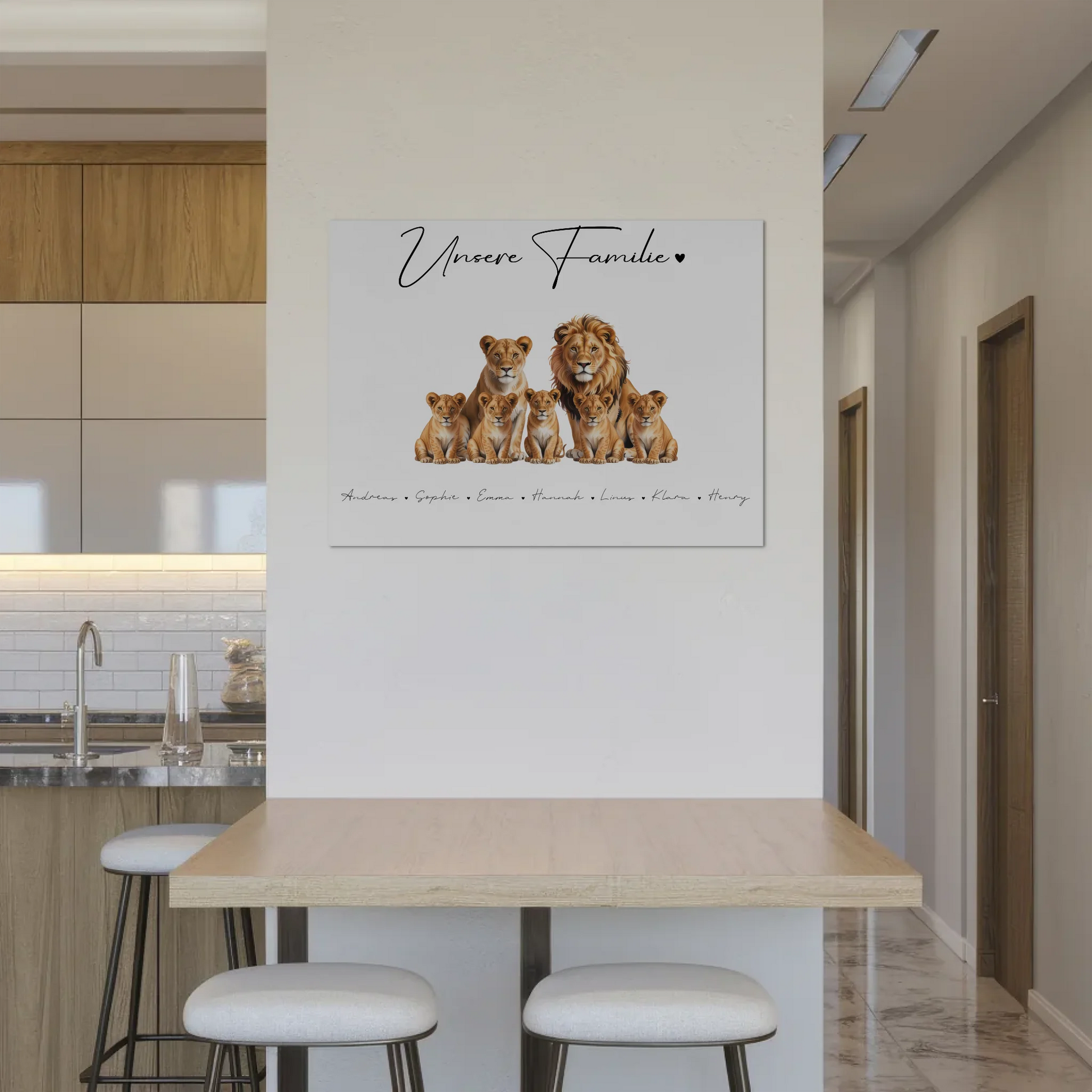 Familien Fotoboard gestalten Magnetisch Löwen Familienporträt Geschenk für Oma Opa Mama Papa 8