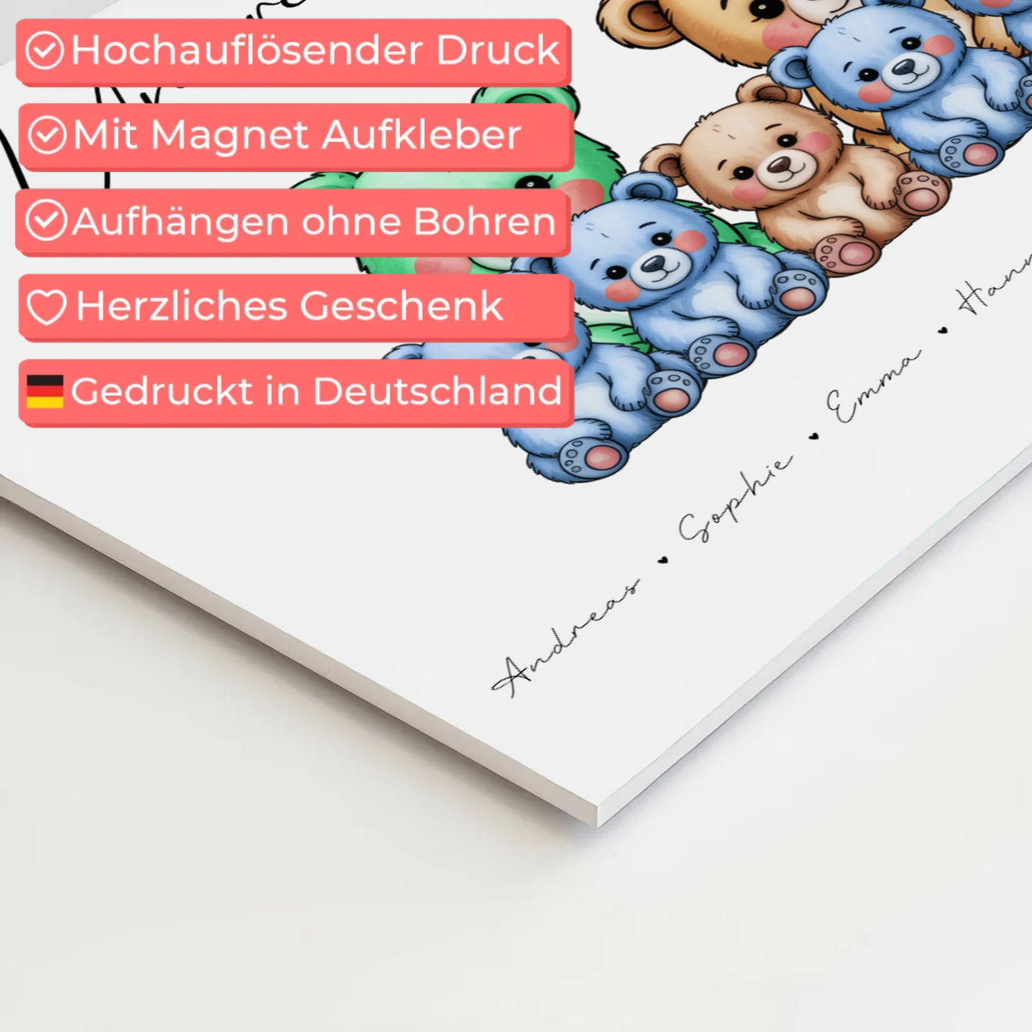 Fotoboard Spruch Familie Bärchen Familienporträt Geschenk für Oma Opa Mama Papa 10