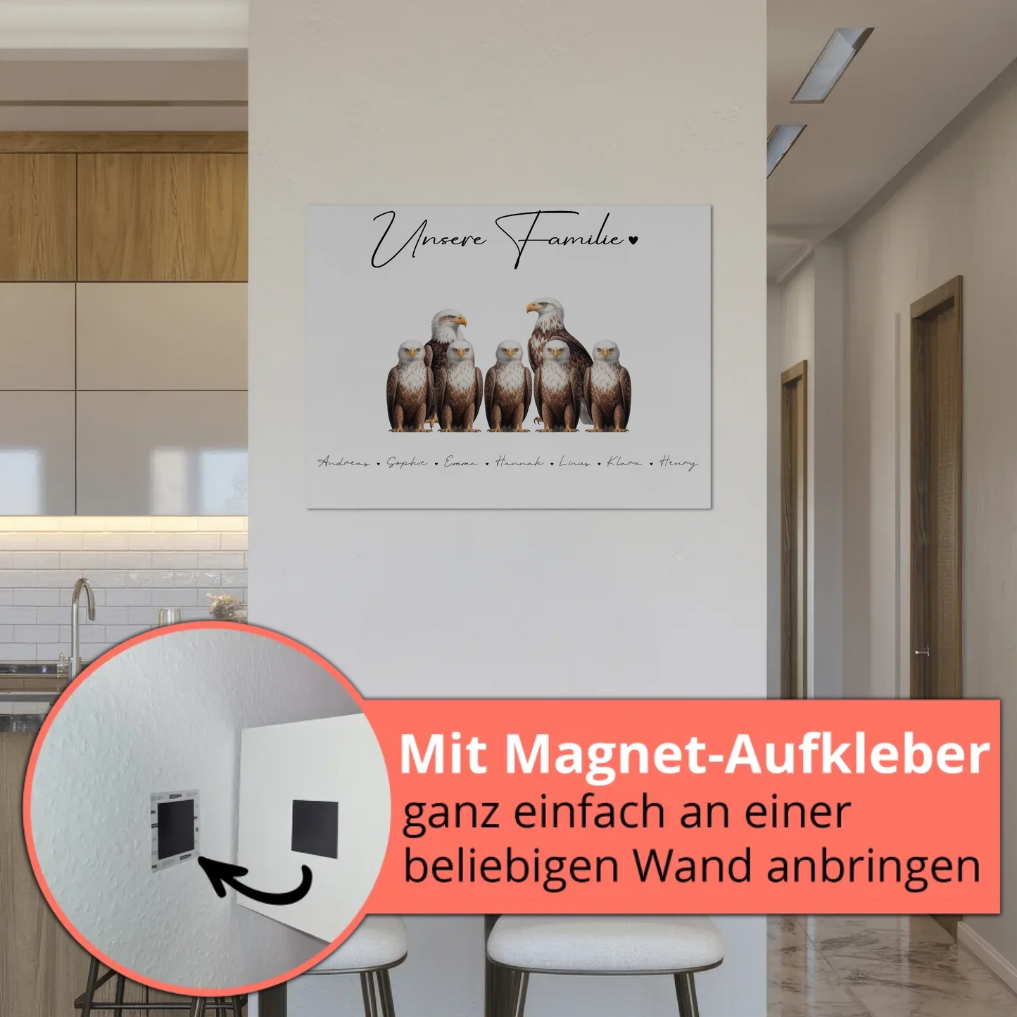 Personalisiertes Familien Fotoboard Adler Familienporträt Geschenk für Mama Papa Oma Opa