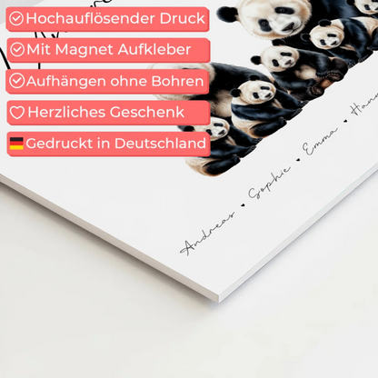 Fotoboard Magnet Poster Familie Panda Familienporträt Geschenk für Papa Mama Oma Opa 10