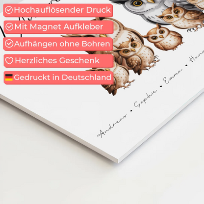 Fotoboard Magnet Poster Familie Eulen Familienporträt Geschenk für Mama Papa Oma Opa 10