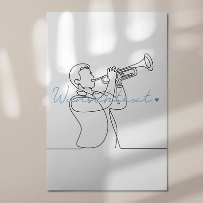Lineart Fotoboard Magnet Wandbild Trompete Geschenk Sohn & Bruder