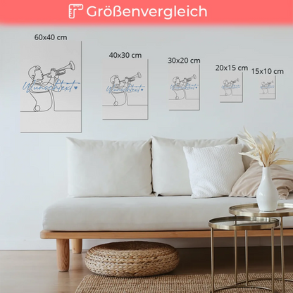 Personalisiertes Fotoboard Magnetisch Lineart Trompete Geschenk Sohn & Bruder