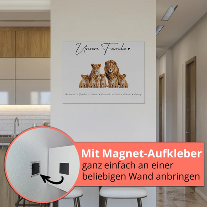 Familien Fotoboard gestalten Magnetisch Löwen Familienporträt Geschenk für Oma Opa Mama Papa
