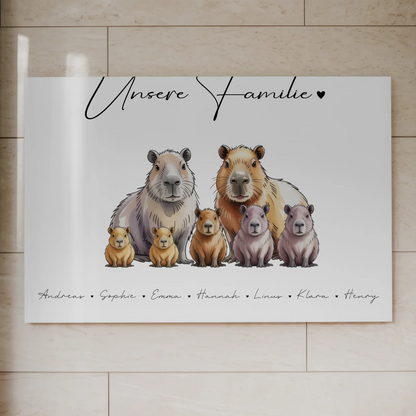 Familien Fotoboard Mit Namen Capybara Familienporträt Geschenk für Oma Opa Mama Papa