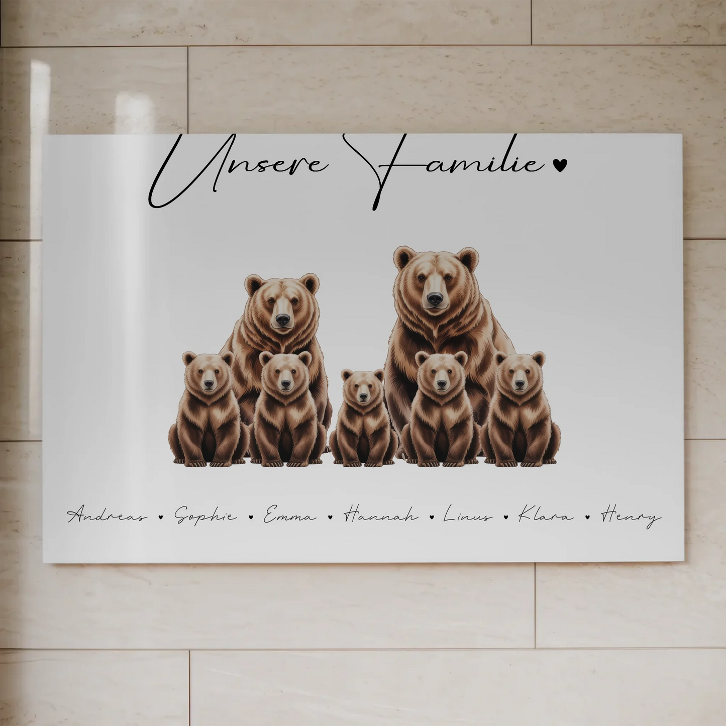 Familien Fotoboard Braunbären Familienporträt Geschenk für Mama Papa Oma Opa