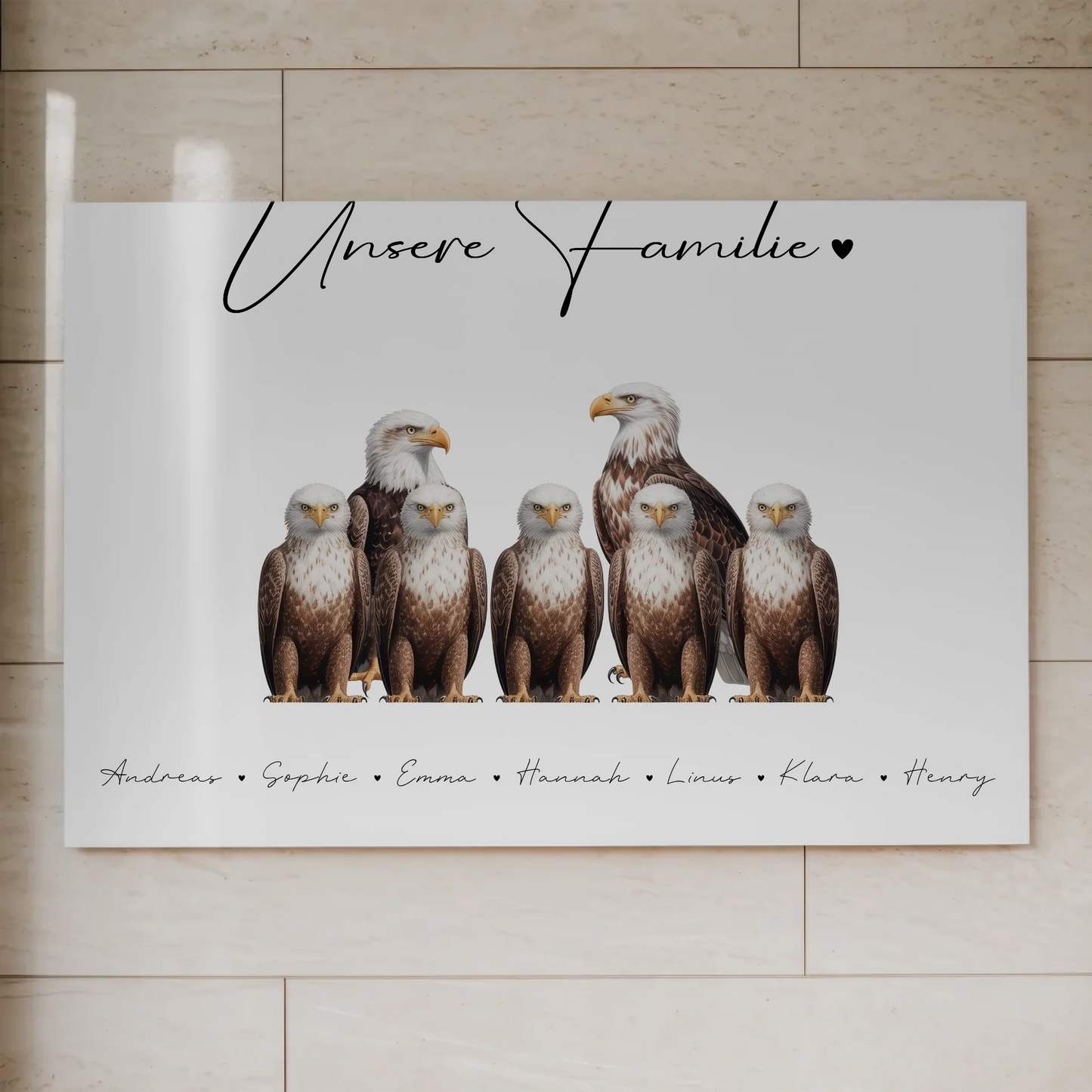 Personalisiertes Familien Fotoboard Adler Familienporträt Geschenk für Mama Papa Oma Opa