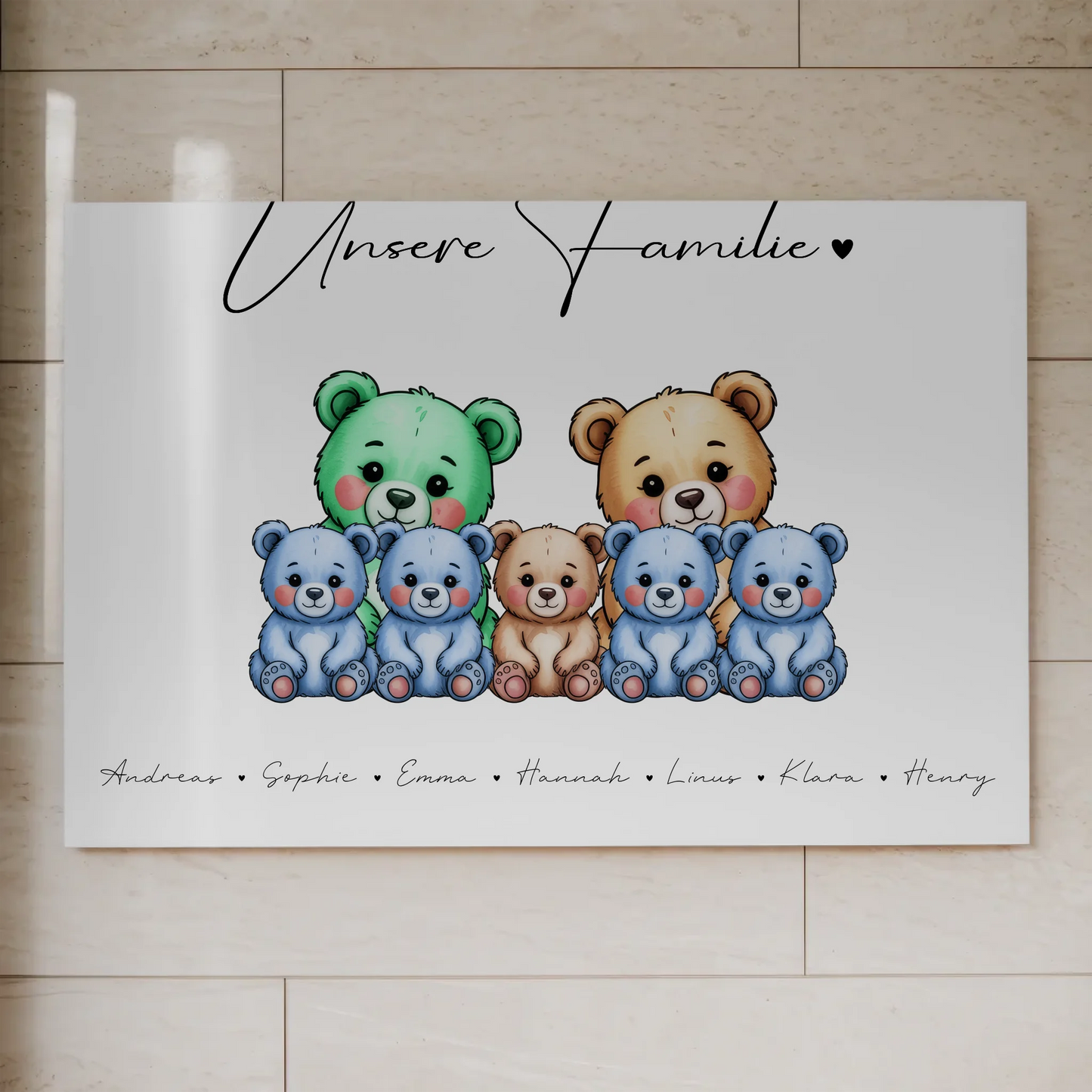 Fotoboard Spruch Familie Bärchen Familienporträt Geschenk für Oma Opa Mama Papa