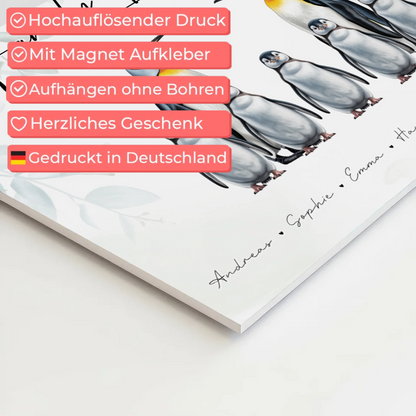 Familien Fotoboard Mit Namen Pinguin Familienporträt Geschenk für Mama Papa Oma Opa