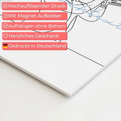 Lineart Fotoboard Magnet Wandbild Trompete Geschenk Sohn & Bruder